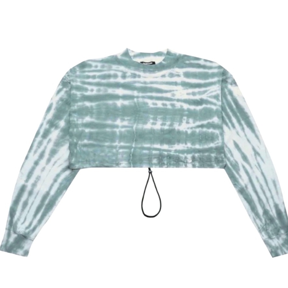 ***Talentless Women’s Cinch Crop Crew- Tiger Wash Blue Spruce***